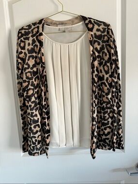 LOFT Leopard-Print Open Cardigan